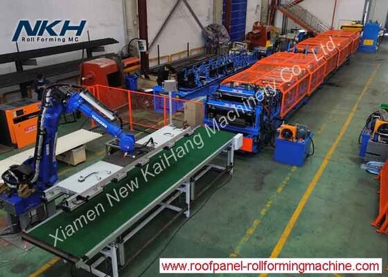 ロボットパレット化シャッタードアと波紋パネル付きの二層ロール形成機械